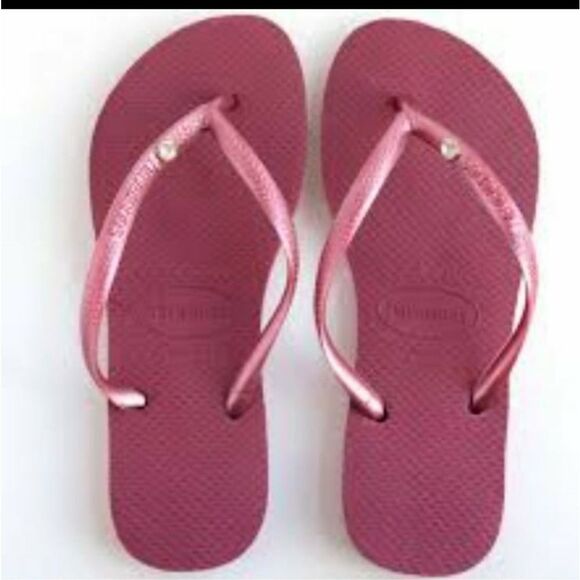 Havaianas Slim Crystal Flip Flops Sz 7/8 - Picture 1 of 12